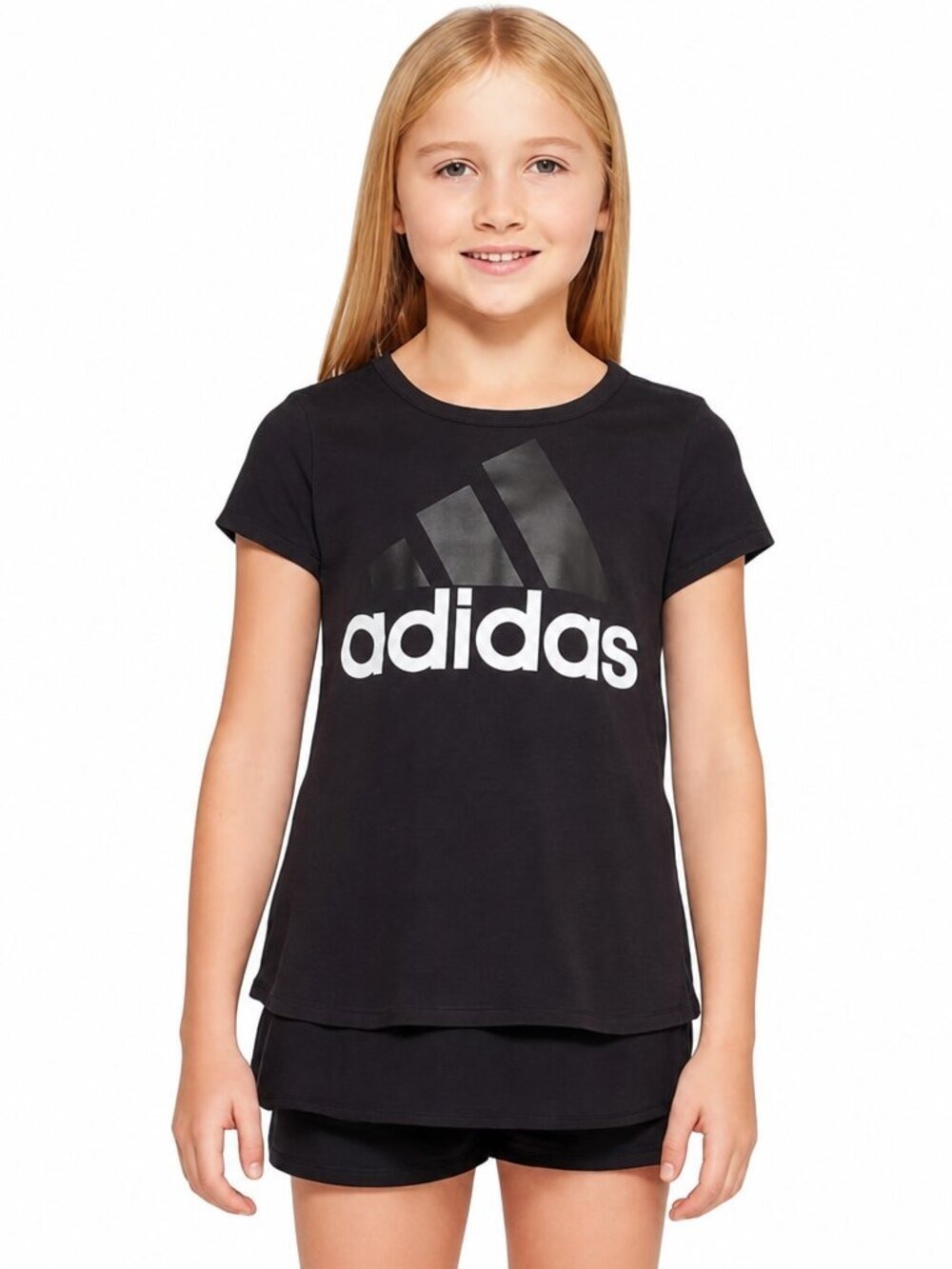 Adidas Girls Black Logo Tee Shirt – Size L (14) | Sporty Streetwear Essential